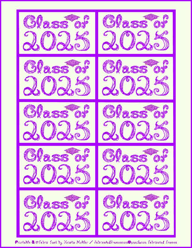 Class of 2025 Graduation Cap Shiny Purple Fabric Font 10 Gift Tags Printable's featured image