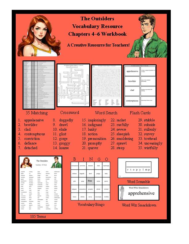 The Outsiders Vocabulary Resource Chapters 4–6﻿ Workbook's featured image
