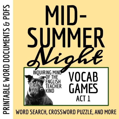 Shakespeare's A Midsummer Night's Dream Act 1 Vocabulary Games for High School's featured image