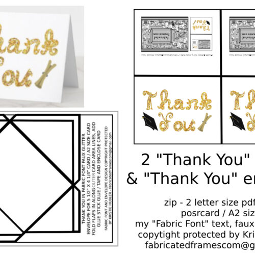 Graduation Thank You Card and Envelope Printables Set 2 Cards Fabric Font Text's featured image