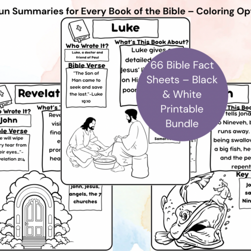 66 Books of the Bible Fact Sheets for Kids | Printable Black and White Bible Book Summaries | Coloring Bible Worksheets for Sunday School, Homeschool, Christian Learning's featured image