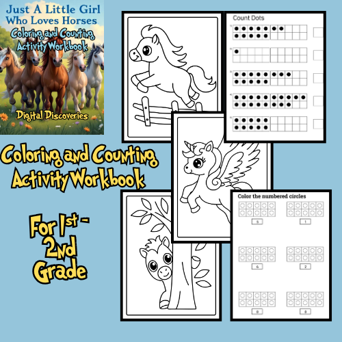 STEM Just A Little Girl Who Loves Horses Coloring and Counting Activity Book's featured image