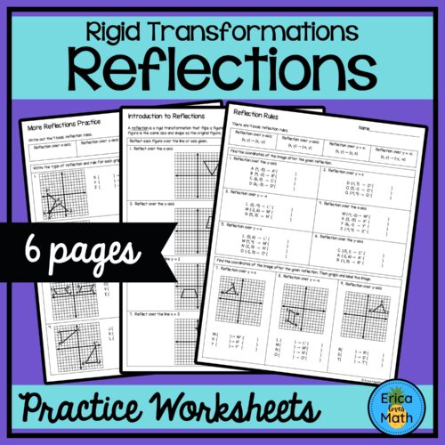 Reflections in the Coordinate Plane Rigid Transformations Worksheets's featured image
