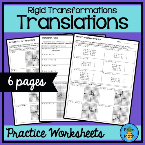 Translations in the Coordinate Plane Rigid Transformations Worksheets's featured image