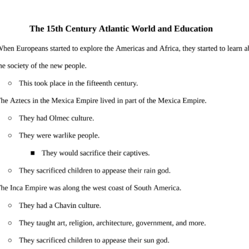 The 15th Century Atlantic World and Education Notes's featured image