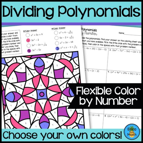 Dividing Polynomials (Long or Synthetic Division) Color by Number Activity's featured image