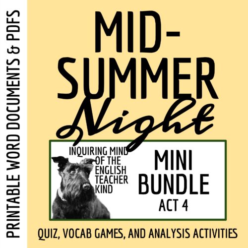 A Midsummer Night's Dream Act 4 Quiz, Analysis Worksheets, and Vocabulary Games's featured image