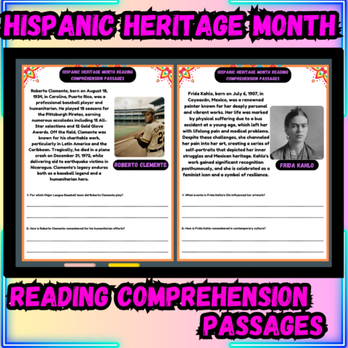 Hispanic heritage month reading comprehension passages 28 FAMOUS Questions poster Hispanic Bulletin Board Decor | Posters | Classroom's featured image