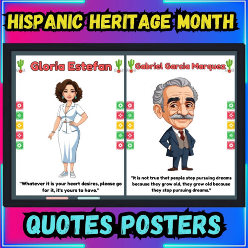 26 Posters of Famous Figures Hispanic Heritage Month with QUOTES Bulletin Board | Hispanic Bulletin Board Decor | Posters | Classroom Decor's featured image