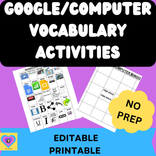 FREE Computer editable printable, digital Vocabulary Bingo & Memory Game with pictures's featured image