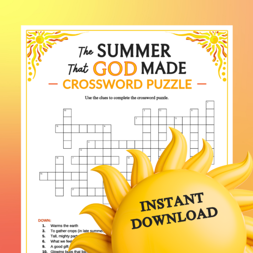 The Summer That God Made Crossword Puzzle | Printable for Church Kids Teens Adults, Sunday School Ministry Bible Group Learning Activity(Copy)'s featured image