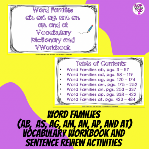 Word Families Vocabulary Workbook and Sentence Review BUNDLE's featured image