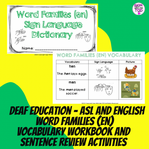 Deaf Education ASL and English Word Families (en) Vocabulary Workbook's featured image