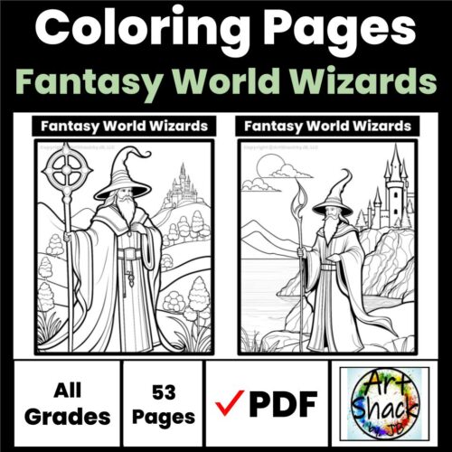Fantasy World Wizards Coloring Pages (53+ pages)'s featured image