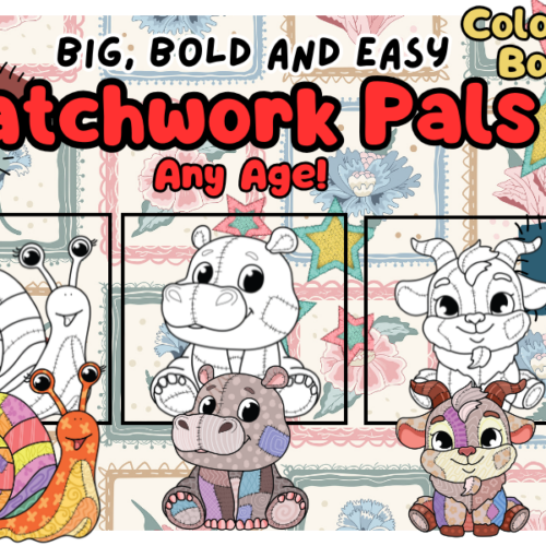38 pages-Patchwork Animal Coloring Book for Kids (and adults) – A4 Landscape Printable with Quilted Animals, Fun Sewing-Inspired Designs to Color,'s featured image