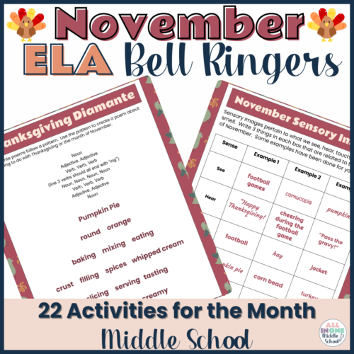 November ELA Bell Ringers for Middle School's featured image
