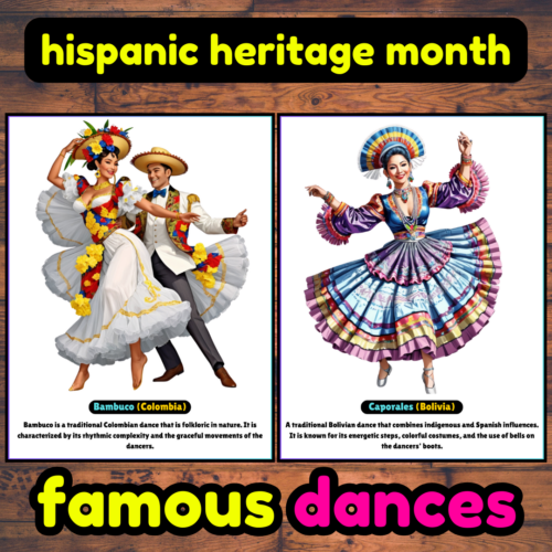 Hispanic Heritage Month 20 Dance Posters Latin America & Spain English Spanish Bulletin Board | Hispanic Bulletin Board Decor | Posters | Classroom Decor's featured image