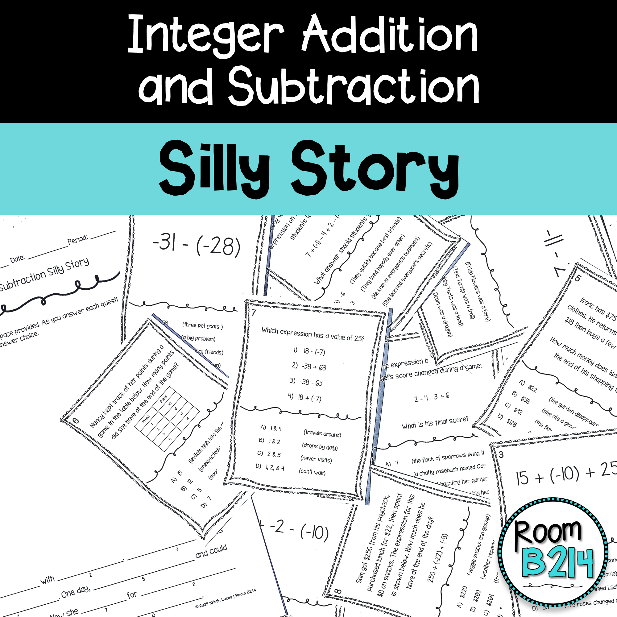 Integer Addition and Subtraction Silly Story | TEKS 6.3D 7.3A