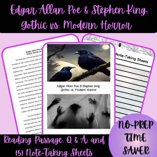 Edgar Allan Poe & Stephen King: Gothic vs Modern Horror Reading Passage