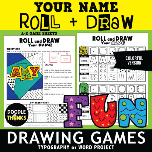 Roll and Draw Your Name/Favorite Word Drawing Game | Alphabet Game Sheets | Typography Art's featured image