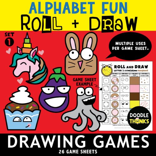 Roll and Draw Alphabet Game Sheets Pack 1 | Handwriting and Starter Drawing Pages's featured image