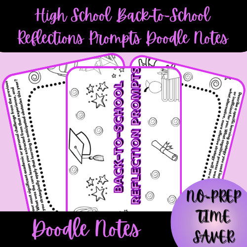 High School Back-to-School Reflection Prompts Doodle Notes