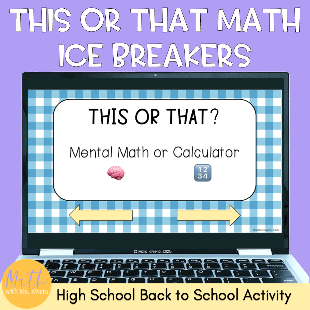 Math This or That Ice Breaker Slides for High School | Back to School Activity