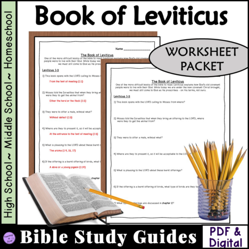 Bible Study Questions Book of Leviticus Worksheet Lesson Activity's featured image