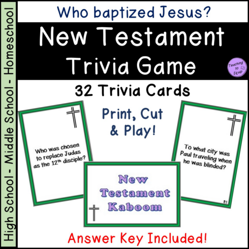 New Testament Stories of the Bible Trivia Game Activity Middle & High School's featured image